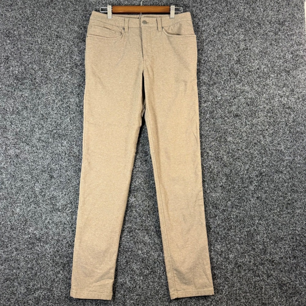 Lululemon ABC Pants Tan‎ Heathered Cotton Polyester Blend Slim Fit Mens Size 30